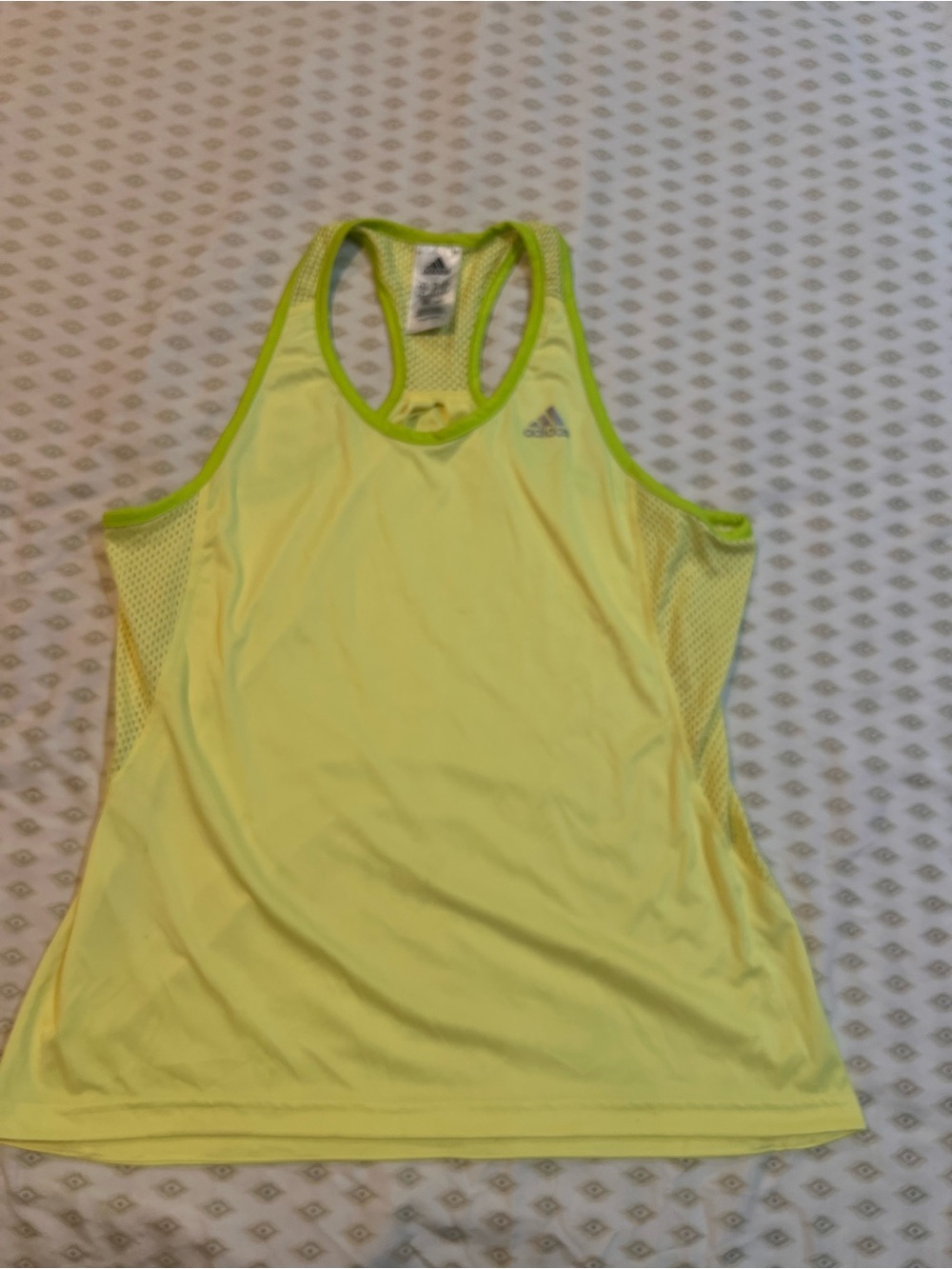 adidas Neon Yellow Racerback Mesh-Panel Tank Top